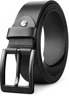 Generic MARETTO Leather Belt for Men | Premium Black Leather Belt | Stylish & Durable Belt for Men | Formal & Casual Belts for Men