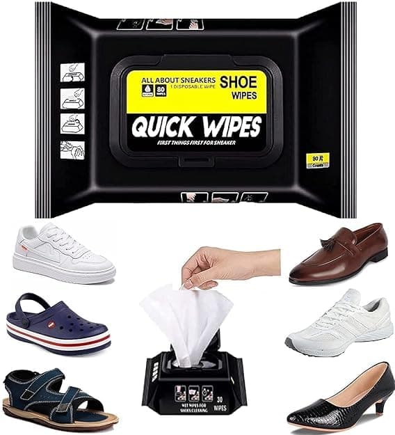Vn care Sneaker & Shoe Cleaner Wipes - 1 Packs of 80 - Portable Sneakers Cleaner Shoe Wipes Quickly Remove Dirt & Stains - These Disposable Shoe Cleaning Wipes Can Be Used On Footwear