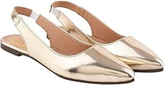 Shoetopia Women's Golden Pointed Toe Slingback Flats – Stylish Slip-On Casual Ballerinas