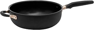 Meyer Accent Series Hard Anodized + Non-stick Chef's Pan/ Stir fry with Ergonomic Grip Silicone Handle| Gas and Induction Compatible, 4.5 Liters, Matte Black