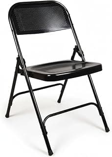 AUKLI Standard Folding Metal Chair | Heavy Duty Foldable Chair for Study, Dining, Office & Outdoor Use | Compact, Portable & Durable PF-01 (Black)