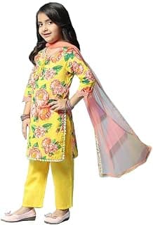 BIBA Girl Cotton Straight Printed Suit Set
