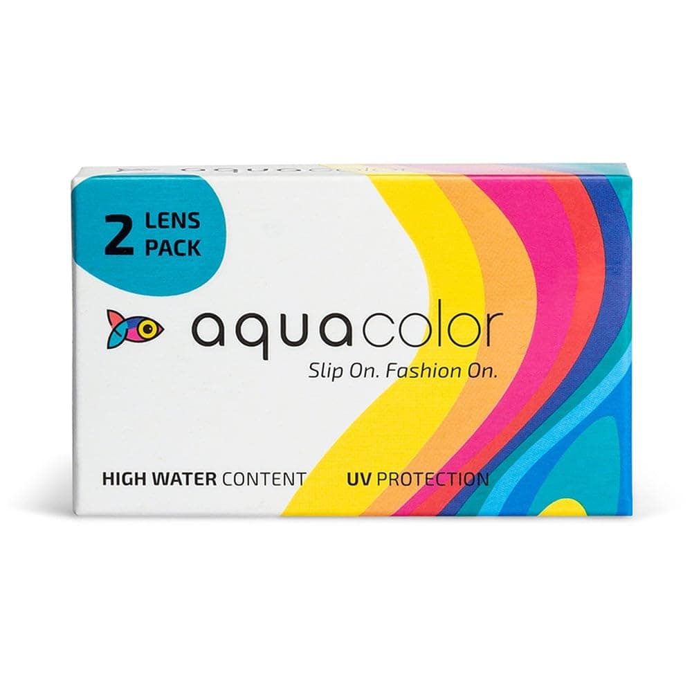 AQUALENS CONTACT LENSES Aquacolor Monthly Disposable Soft Colored Contact Lenses 0 Power-Mystery Hazel -(2 Lens/Box)-Plano