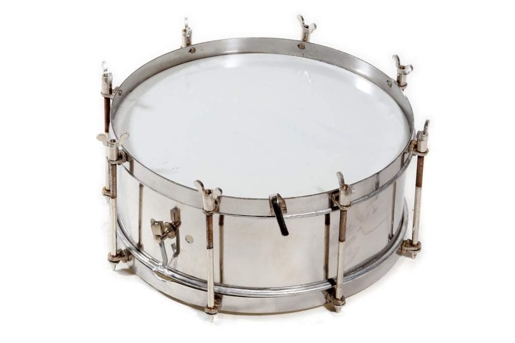 SM'SAI MUSICALS Marching Steel Side Drum Dhol (Silver, 14 Inches)