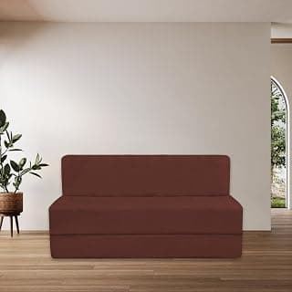 Space-Saving 2-Seater Sofa Cum Bed – Foldable EPE Foam, 36 Inch Width,Brown