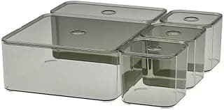 Ikea VISSLAÅN Box with lid, set of 5, grey