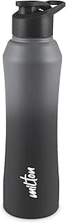 MILTON Comet 1000 ISI Certified Stainless Steel Water Bottle I Leak Proof I Rust proof I Single Walled I Ideal for Office, School, Home, Gym, 1000 ml,Black & Grey