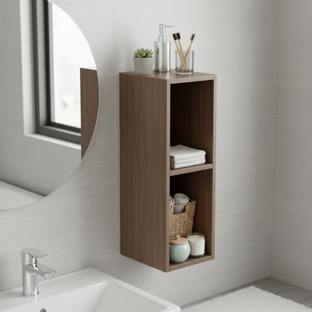 FURNEASER Gigi Multipurpose Bathroom Rack Shelf | Wall-Mount + Floor Standing Storage Organizer for Towels, Toiletries & Toilet Paper | Space-Saving Bathroom Furniture (Exotic Teak)