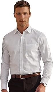 Louis Philippe Men's Slim Fit Easy to Iron Everyday wear Premium Cotton Full Sleeve Textured Formal Shirt