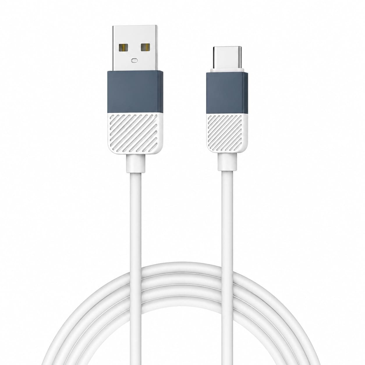 Punnkk USB to Type C Silicone Cable | 60W Fast Charging & Sync | Soft Anti-Tangle Design | Universal Compatibility | Smartphones & Tablets | Blue
