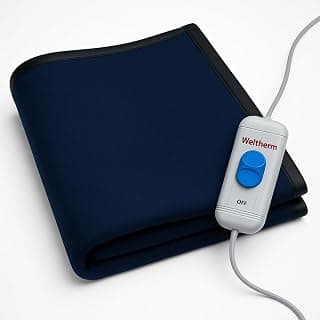 WELTHERM Premium Electric Bed Warmer for Winter | Single Bed Heating Blanket with Foot-Only Heating Mode | Fast Heating & 4 Heat Levels | Shockproof & Washable Fabric | ISO & CE Certified | Blue