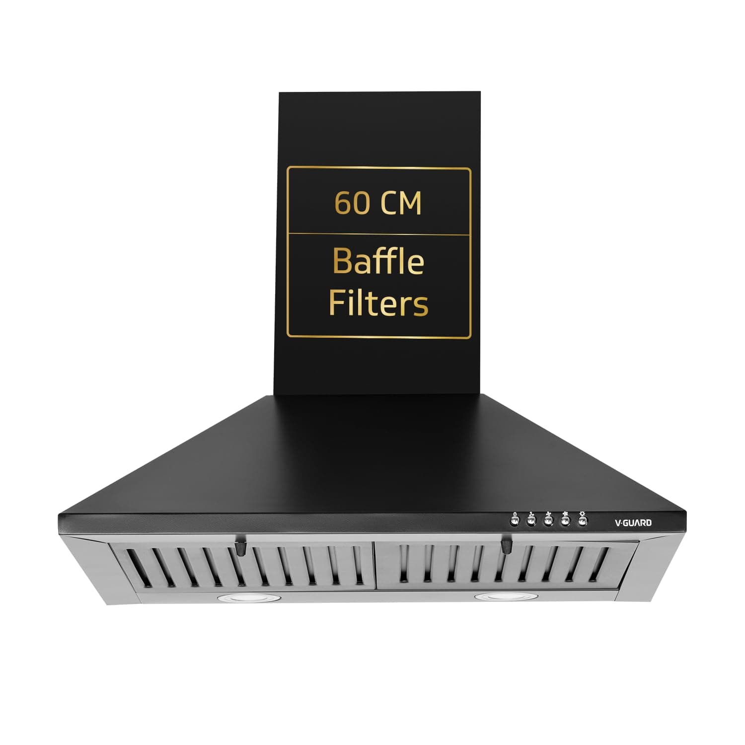 V-Guard M10 Pro 60 cm Chimney for Kitchen | 900 m³/h High Suction Capacity | Push-Button Controls | Baffle Filter | Free Cleaning Contract