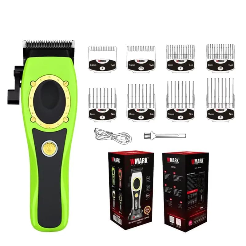 WMARK NG-7030 Salon Series 8000-8500RPM 385 Double Ball Bearing Motor Zero Gapped Hair Clipper High Precision Fade Blade with DLC Process 4500mAh Battery USB Charging & Stand 240-Min Runtime, Model 10