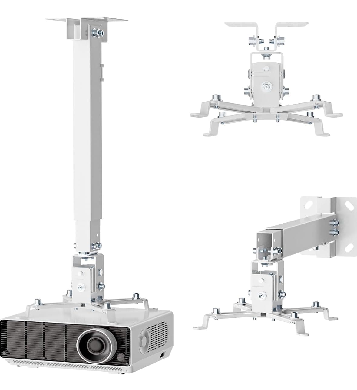 CAPRIGO Heavy Duty 1 Feet to 2 Feet (12 Inch to 24 Inch) Adjustable Projector Ceiling Mount Stand, Universal Projector Wall Mounting Bracket Kit with Swivel, Tilt & Height Adjustments (M447)