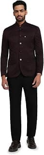 Raymond Men Regular Fit Jacquard Pattern Pure Polyester Band Collar Full Sleeve Festive Suit