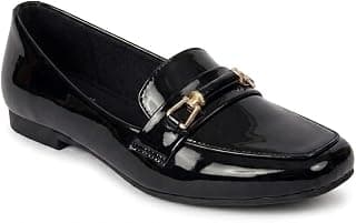 Carlton London Women's Glossy Patent Square Toe Slip-On Loafers