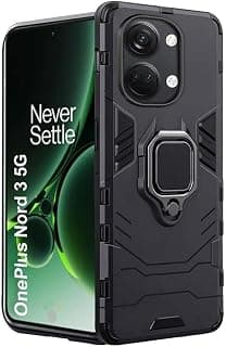 TheGiftKart TPU+PC Tough Armor Bumper Back Case Cover For Oneplus Nord 3 5G|Ring Holder&Kickstand In-Built|360 Degree Protection Back Case Cover For Oneplus Nord 3 5G (Black)