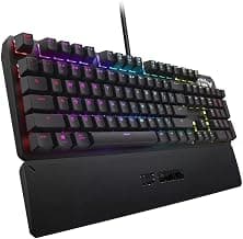 ASUS TUF K3 USB Highly Durable Mechanical Gaming Keyboard for PC, Programmable Onboard Memory, Dedicated Media Controls, Aura Sync RGB Lighting, Detachable Magnetic Wrist Rest (Black)
