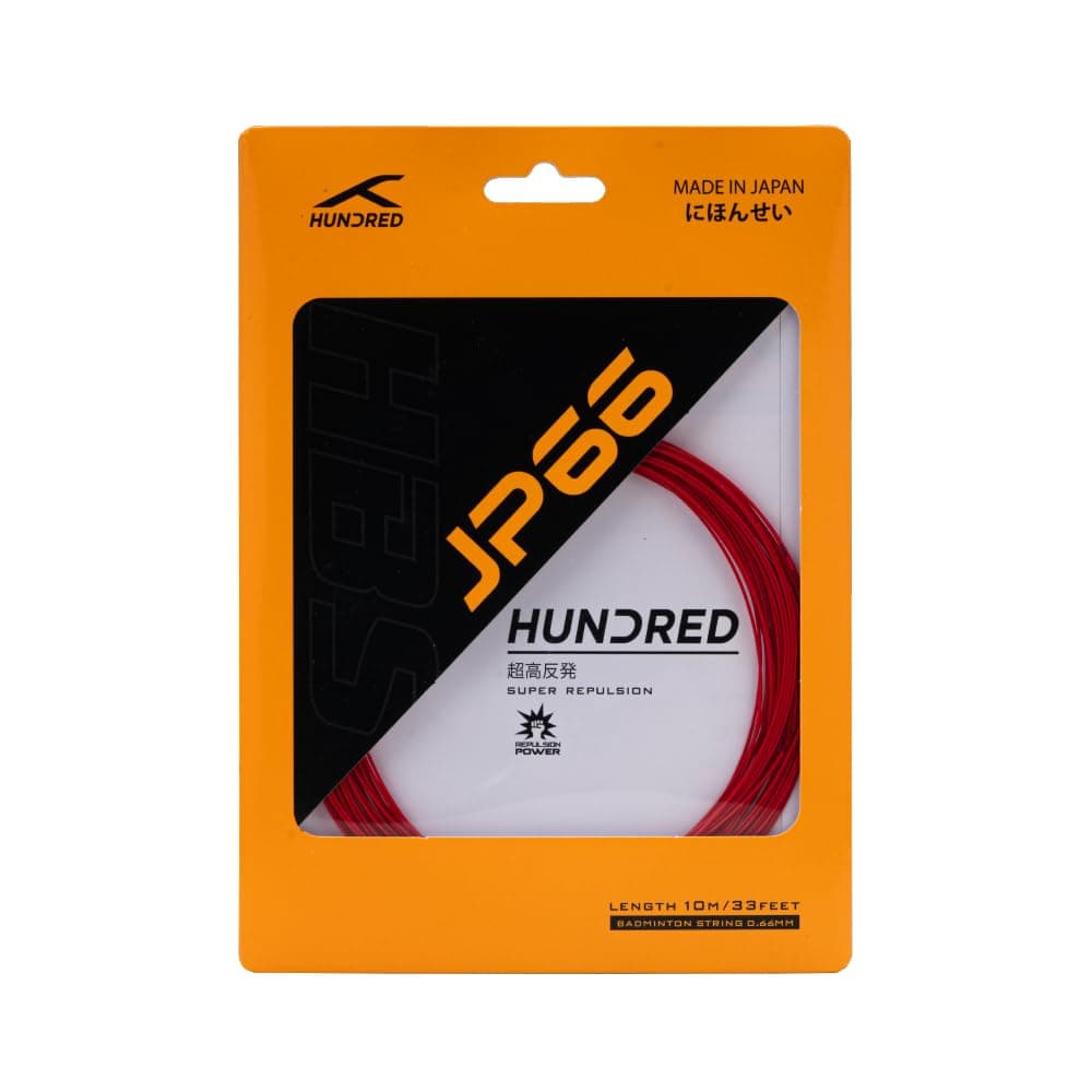 Hundred JP 66 Badminton String | 0.66 mm High Repulsion & Control | Premium Hitting Sound & Shock Absorption | Durable Multi-Filament Nylon