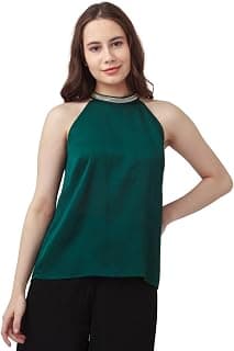 Zink London Women's Green Solid Regular Top