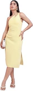 Tokyo Talkies Women's Sleeveless Asymmetric Neck Solid Dresses | Stylish Dresses | Casual Dresses