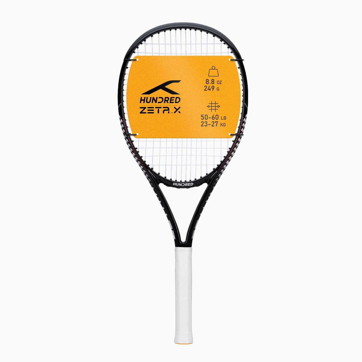 Hundred Zeta X Strung Tennis Racket with Full Cover | 9 Points Head Heavy | Grip Size 2 (4 1/4 inches) | 249 Grams