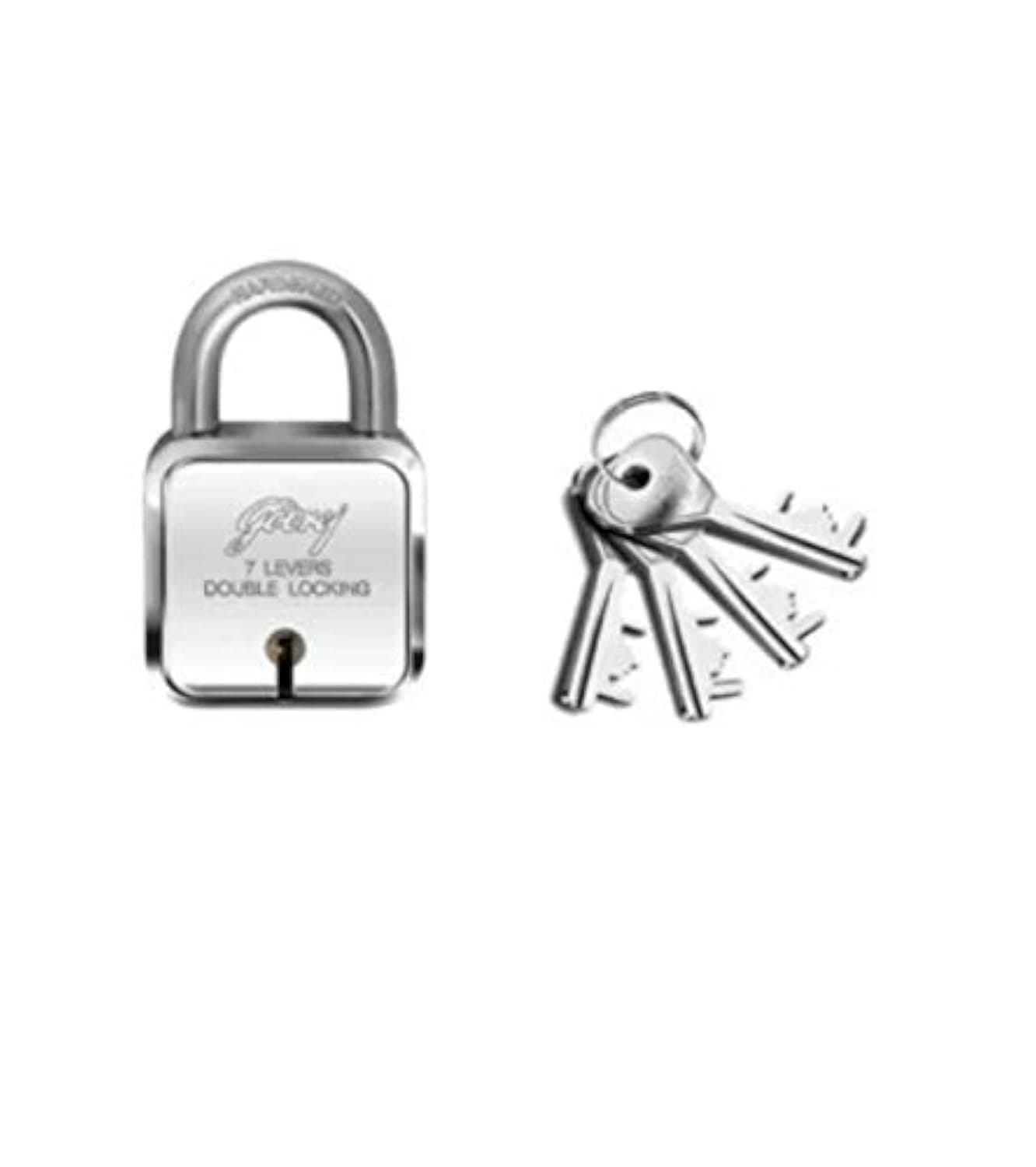 Godrej Locks I Square 6 levers 60mm I 3 Keys I Padlock for Main Door I Gate Lock I Lock for Tool Box, Shutters, Shops & Offices I Corrosion Resistant Shackle I Silver Finish