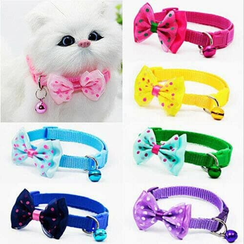 PSK PET MART 2.Pcs Dog Cat Pet Bowknot Cute Bow Tie Bell Adjustable Puppy Kitten Necktie Collar (Buy 1 Get 1 Free) Color May Vary