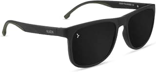 KAEN EYEWEAR KAEN Polarized Stylist Sunglasses For Men & Women by Eyewearlabs | Full Rim Square Black Sunglasses | 100% UV Protection | Cricket Sports Cycling Driving Adventure | Black Lens | Medium | KORY