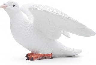 ATORSE® Textured Resin Pigeon Statue Painted Pigeon Statue Molded Base Resin Bird Ornament Decorative, White Medium Wings