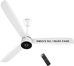 atomberg Renesa Enzel 1200mm BLDC Ceiling Fan with Remote | 5 star | Advance Air+ Technology | LED Speed Indicator | Low Noise | Sleek Design | Power Saving | 3 Year Warranty | Gloss White