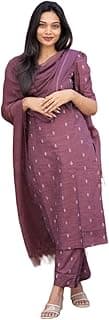 ANNI DESIGNER Women’s Purple Printed Kurta Set | Pure Viscose 3 Piece Ethnic Suit Set with Pant & Dupatta | Festive for Women | Cotton Kurta Sets for Woman