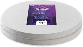 Medium Grain Stretched Round Canvas (12" (Pack of 2))