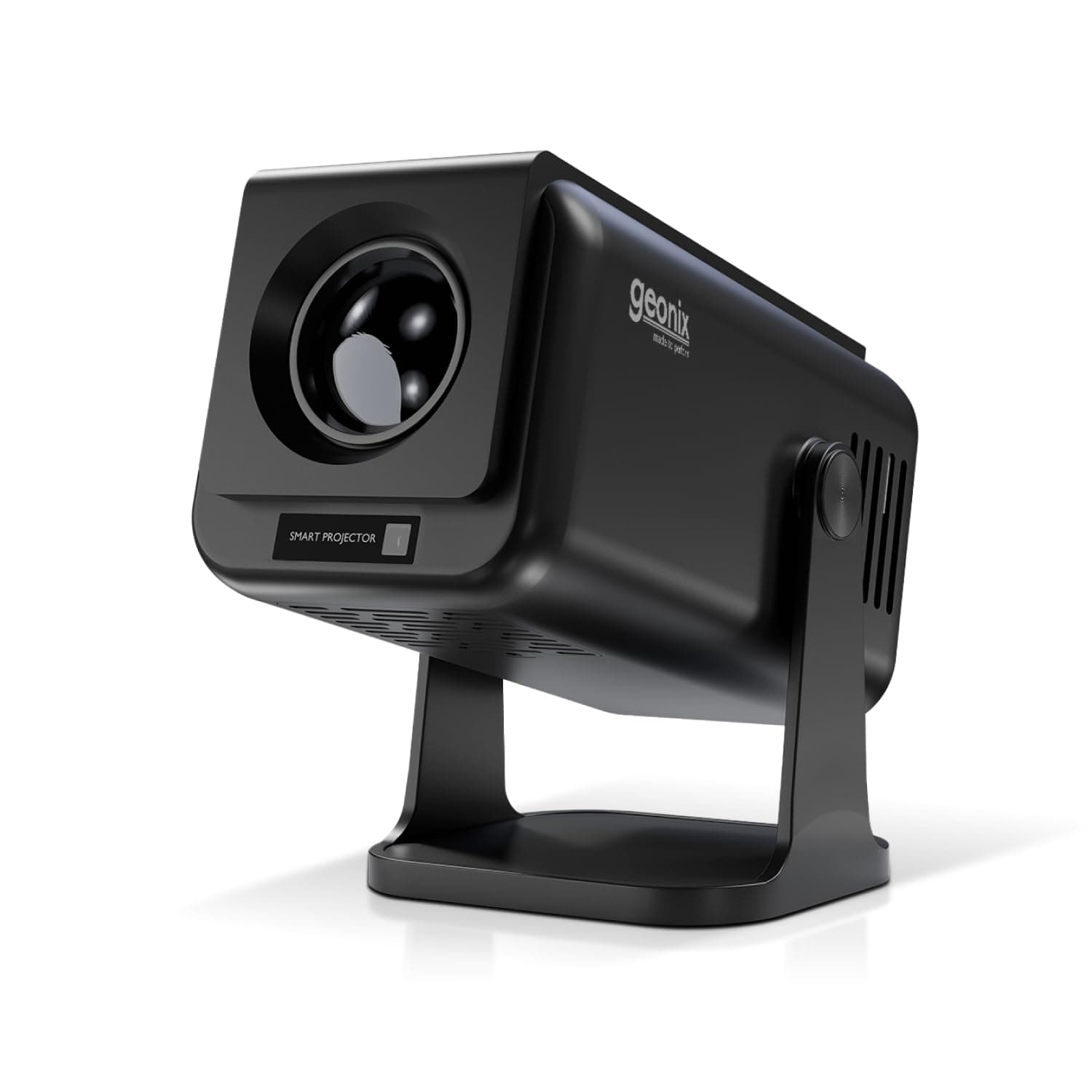 Geonix Vista V4 Smart Projector – Native 1080P, Android 13, 4K Support, Manual Focus, Keystone Correction, 4X Brightness, WiFi 6, Bluetooth, Screen Mirroring, Rotatable Design – Black
