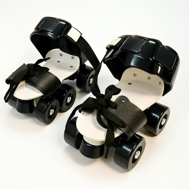 Sky Tech® Latest Designed Unisex Roller Skates for Kids Age Group 5-15 Years Adjustable 4 Wheels Inline Skating Shoes - Minimum Size 17 cm and Maximum Size 23 cm (Black)