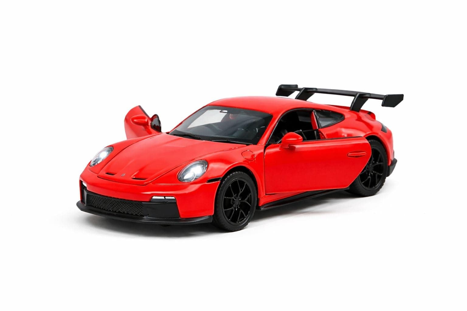 RED Porsche 911 GT3 Die-Cast Toy Car for Kids | 1:32 Scale Metal Car Model with Openable Doors, Light & Engine Sound | Pull Back Action Realistic Collectible Car Toys for Boys (Power RED)