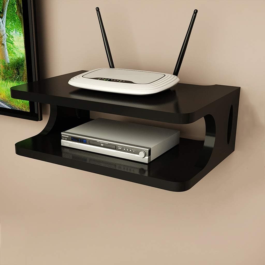 Ancint Shoppee Wooden Setup Box Wooden Wall Shelf (Color Black)