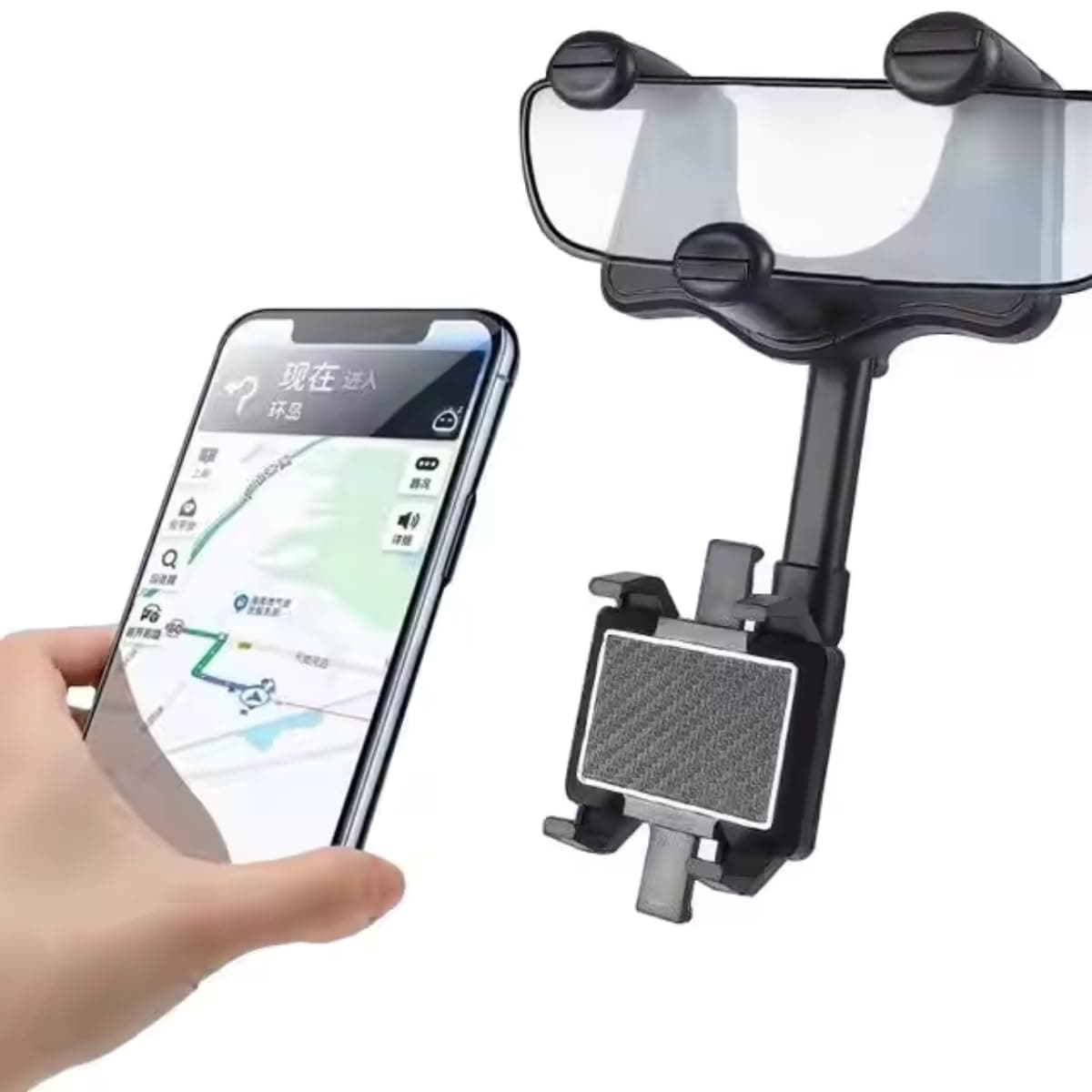 GADGETSWEAR Universal Car Phone Holder | 360� Rotation | DriveEase Rearview Mirror Mount | Anti-Shake Hanging Cradle | Multifunctional Stand for GPS & Hands-Free Driving