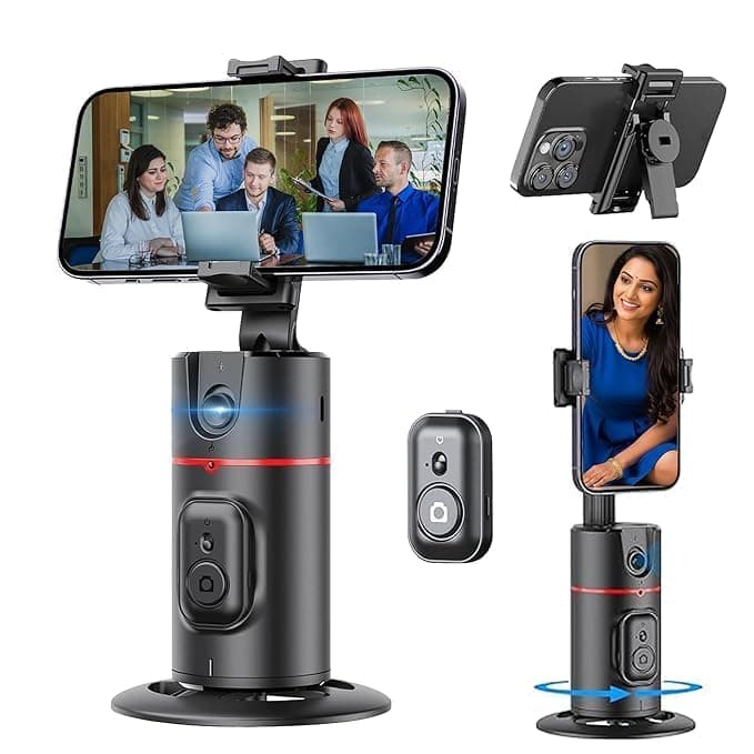 Kratos K13 Ai Powered Auto Face Tracking Tripod,360° Rotation Mobile Holder for Smart Video Shoot with Remote,No App Needed,Gimbal Stabilizer with Gesture Control for Video Recording