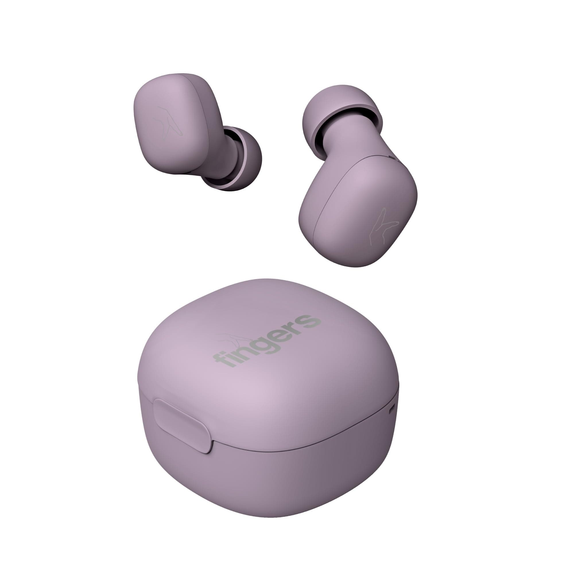 FINGERS SizeZero Pods2 World's Tiniest TWS Earbuds with 15-Hour Total Playtime, Quick Charge of 10 mins for 2-Hour Playtime, Built-in Mic with SNC™ Technology for Clear Calls (Lilac)