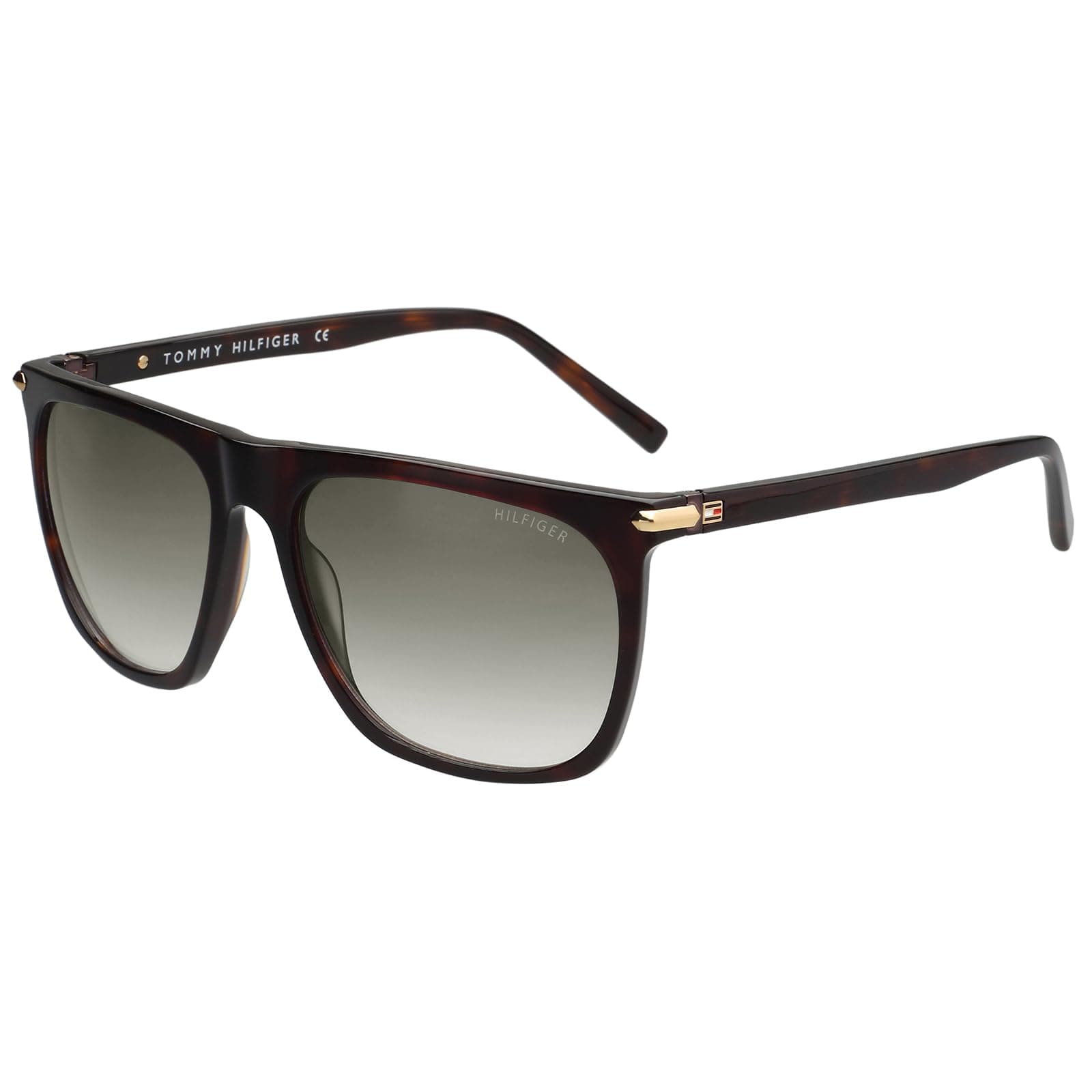 Tommy Hilfiger|Brown Full Frame Wayfarer Sunglasses|100% UV Protected (Uv 400) Green Gradient Faded Lens|Men's|Large|TH 2584 C3 Havgdbr-34 57 S