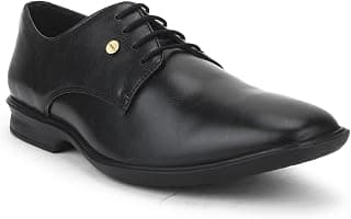 Liberty Fortune LUCIO-01 Men’s Formal Derby Shoes - Black, Brown - Genuine Leather Lace-Up with Cushioned Footbed - Stylish Office Footwear - Comfortable and Lightweight
