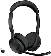 Jabra Evolve2 55 Stereo Wireless Headset Air Comfort Technology, Noise-Cancelling Mics, and Active Noise Cancellation - MS Teams Certified, Works with All Other Platforms - Black