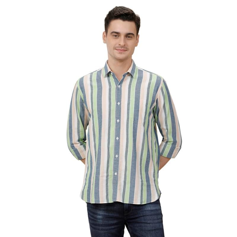 Cavallo by Linen Club Men's Striped Slim Fit Shirt