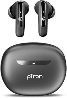 pTron Bassbuds Astra in-Ear TWS Earbuds w/Stereo Sound, 34Hrs Playtime, Stereo Calls, Custom EQ, Mobile App, BTv5.3 Headphones, Touch Control, Voice Assistant, Type C Charging & IPX4 (Black)