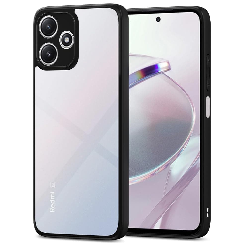 Amazon Basics TPU+PC Back Cover for Redmi 12 5G / 4G / Poco M6 Pro 5G | Shockproof Sleek Hybrid Armor Bumper Case (Black)