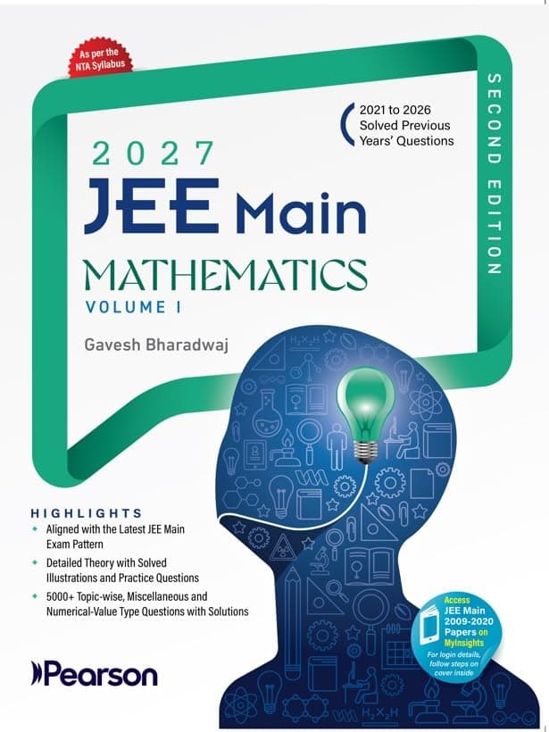 Pearson JEE Main Mathematics 2027 Vol 1 | Algebra, Trigonometry, Coordinate Geometry, P&C, Complex Numbers, 2021–2026 PYQs, Solved Examples & Practice