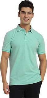 Allen Solly Men Green Solid Polo Neck T-Shirt