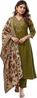 KLOSIA Women Embroidery Straight Kurta and Pant Set with Dupataa