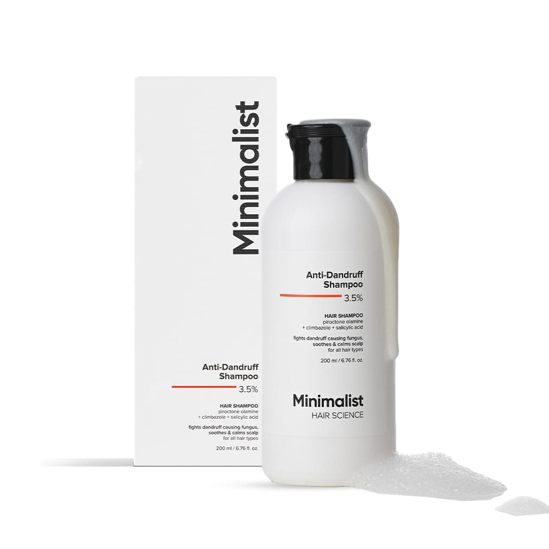 Minimalist Anti-Dandruff Shampoo | Clarifying Shampoo with Salicylic Acid, Climbazole & Piroctone Olamine | Remove Flakes, Soothes Itchy Scalp & Reduces Dandruff | Sulphate-Free | Fragrance-Free | Suitable for All Hair Types | For Women & Men | 200 ml